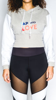 Tap Into Love - Grey / White Cropped Hoodie
