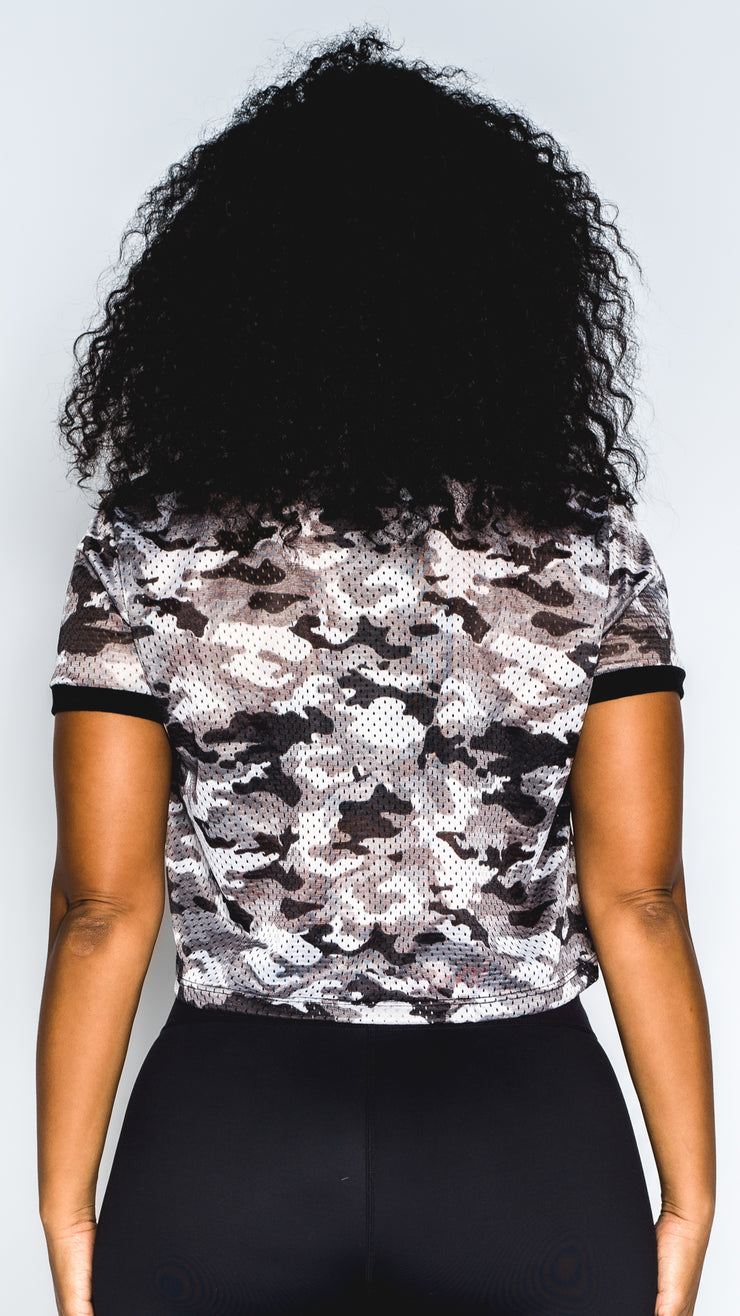 I Love Tap - Grey Camouflage Cropped Jersey T-Shirt